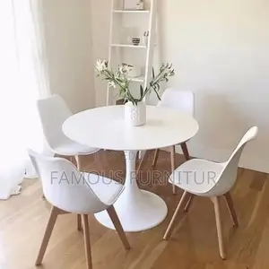 Modern 4-Seater Round Dining Table Set
