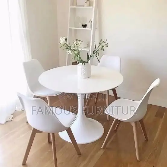 Modern 4-Seater Round Dining Table Set