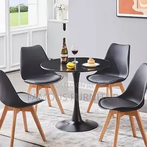Modern 4-Seater Round Dining Table Set