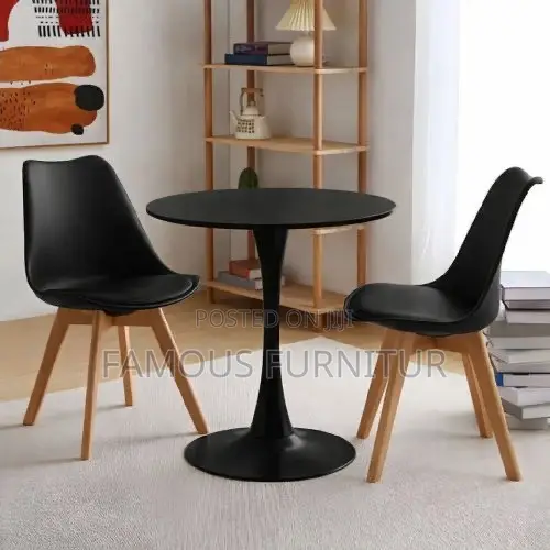 Modern White Round Dining Table Set Featuring Two White Plas
