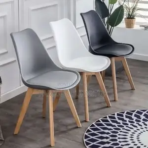 Modern Nordic-Style Dining Chairs With Cushioned Seat and Wooden Legs,