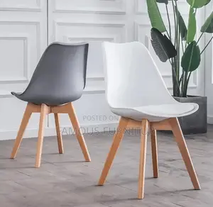 Modern Nordic-Style Dining Chairs With Cushioned Seat and Wooden Legs,