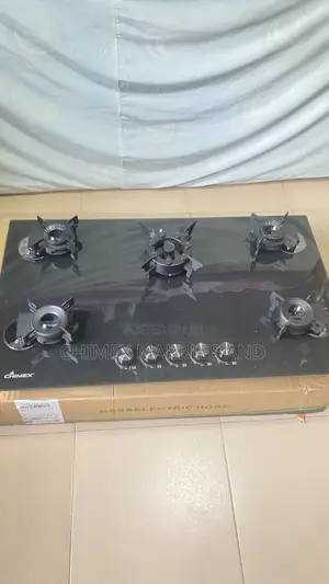 Luxury 5 Burner Gas Hob – Black Glass Flip Up