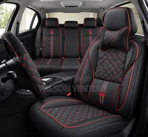 Luxury Crown Car Seat Cover Black-Red-Line