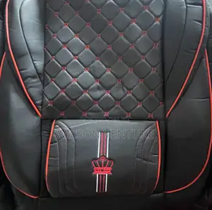Luxury Crown Car Seat Cover Black-Red-Line