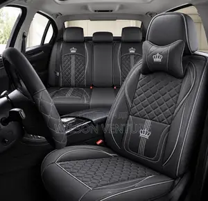 Universal Luxury 5 Seater Crown Seat Cover Black/White-Line