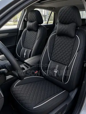 Universal Luxury 5 Seater Crown Seat Cover Black/White-Line