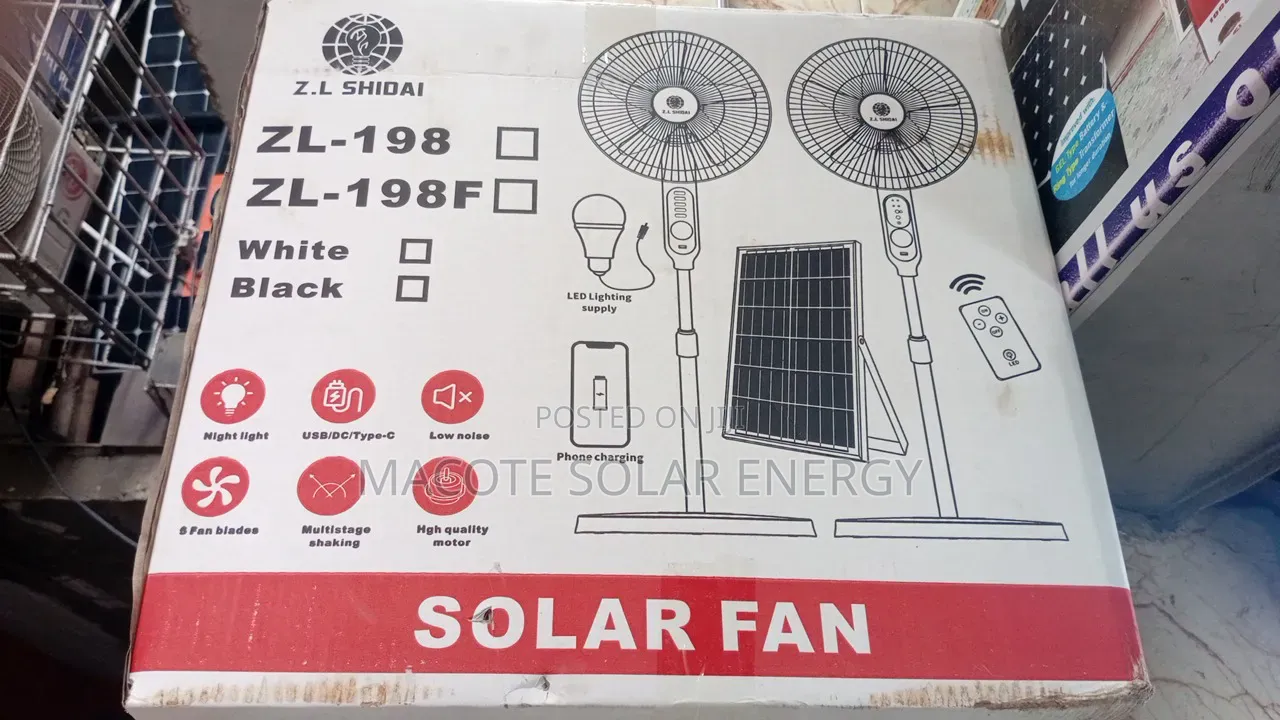 16"ZL Solar Rechargeable Fan