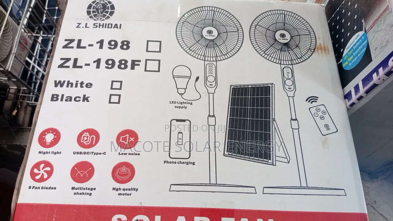 16"ZL Solar Rechargeable Fan