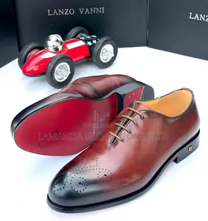 Lanzo Vanni Burnished Wingtip Oxford Shoes in Tan