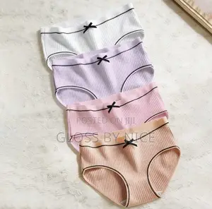 4pcs/Pack Women's Ribbed Comfortable Cute Triangle Panties