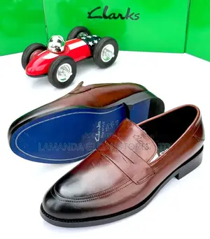 Clarks Leather Penny Loafers in Dark Brown