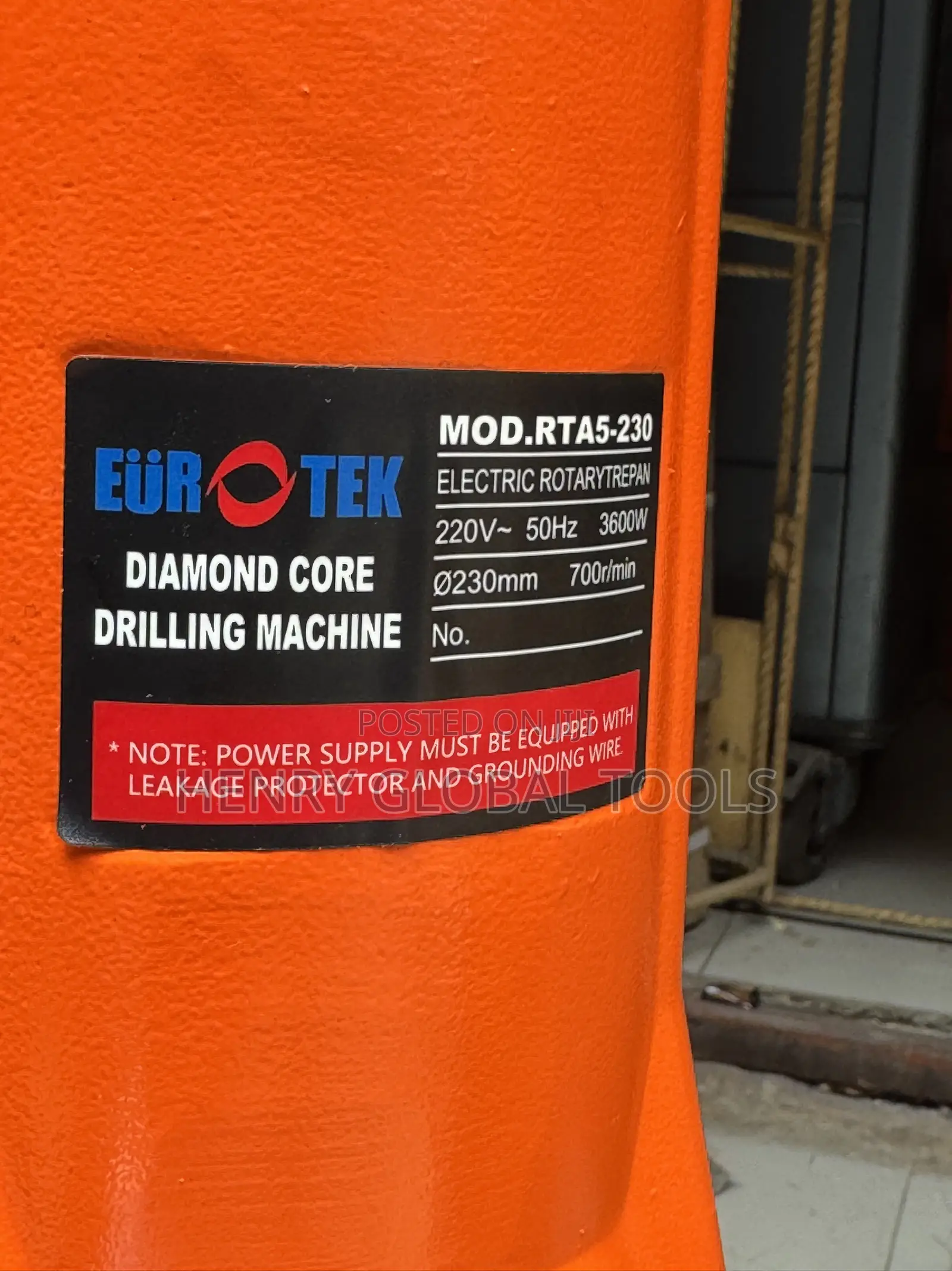EUROTEK RTA5-230 Diamond Core Drilling Machine – 230mm