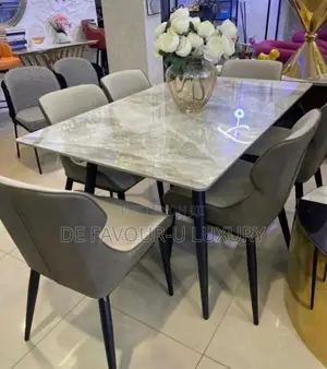 Quality Marble Dining Table by 6 Chairs