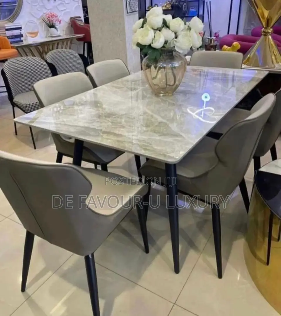 Quality Marble Dining Table by 6 Chairs