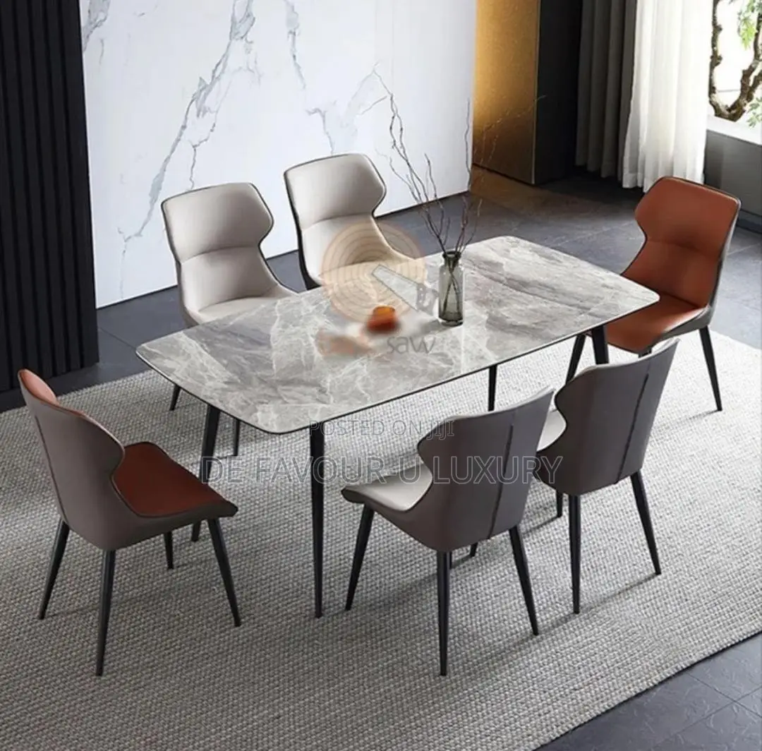 Quality Marble Dining Table by 6 Chairs