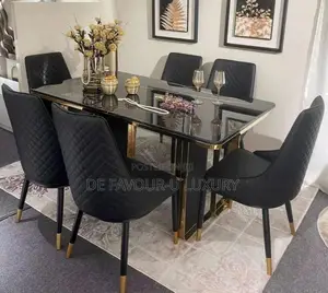 Quality Marble Dining Table by 6 Chairs
