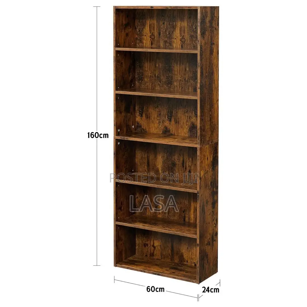 6-Level Industrial Open Bookcase