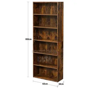 6-Level Industrial Open Bookcase