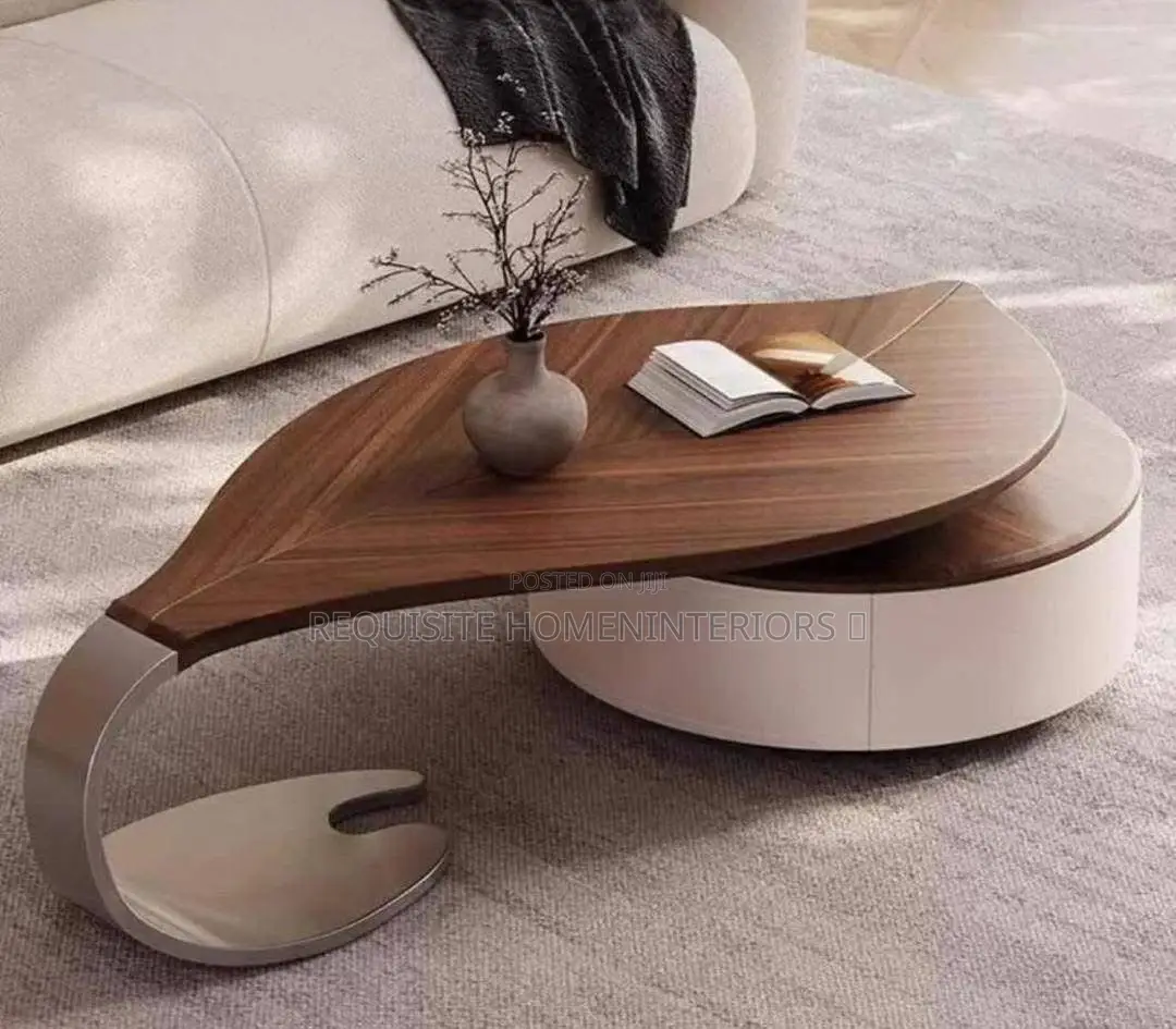 Luxury Center Table – Unique Wooden Silver Designer Coffee Table