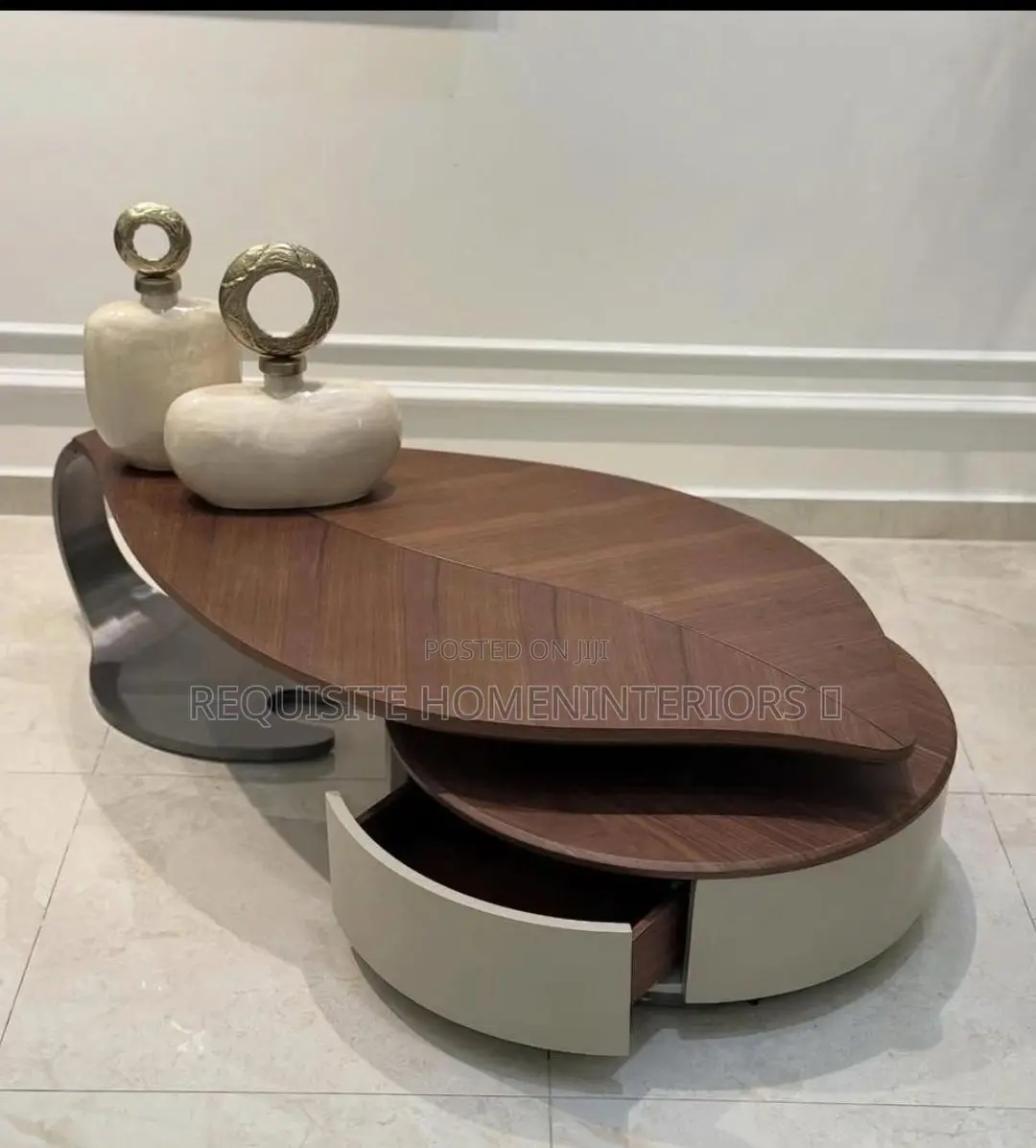 Luxury Center Table – Unique Wooden Silver Designer Coffee Table