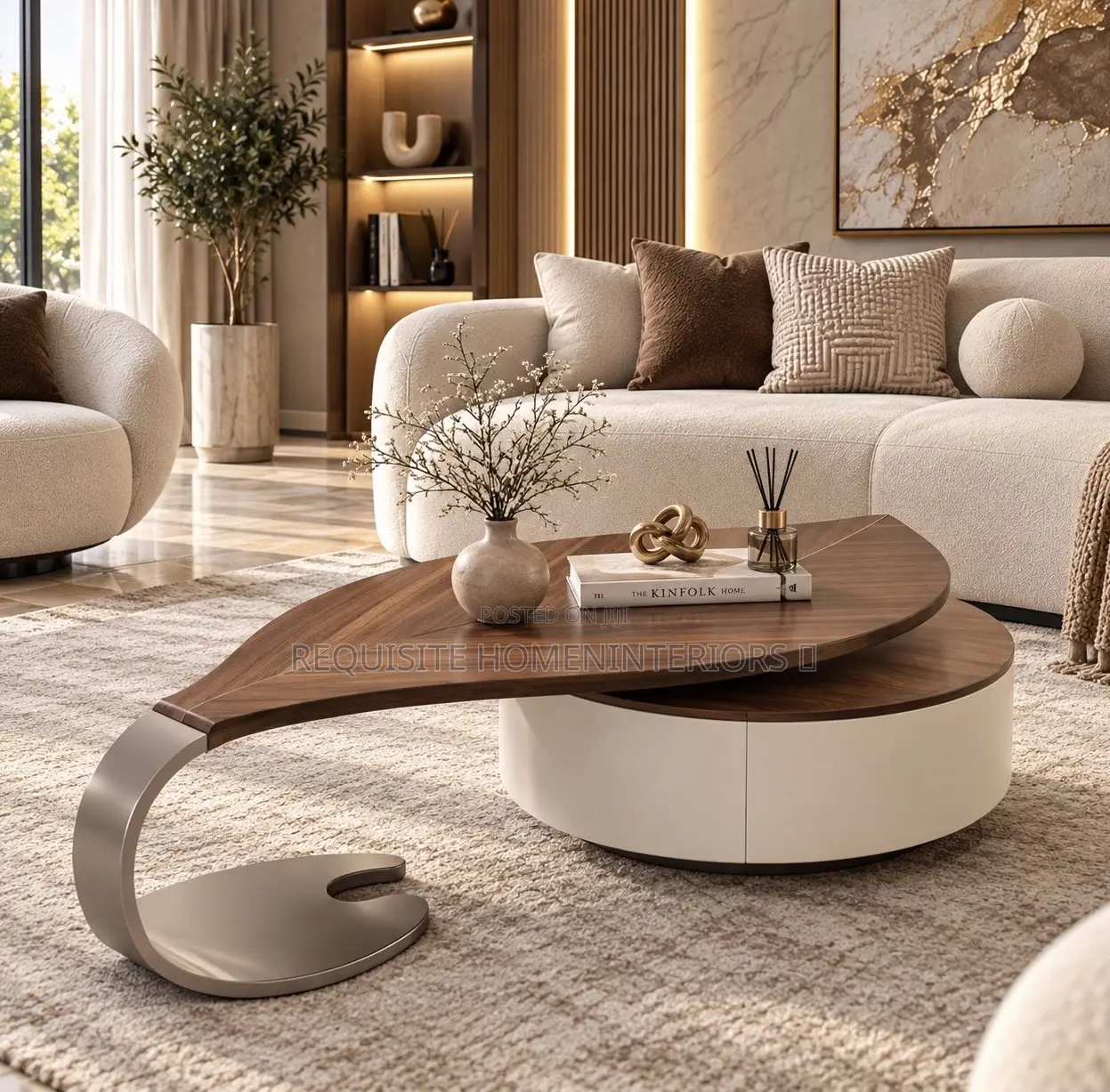Luxury Center Table – Unique Wooden Silver Designer Coffee Table