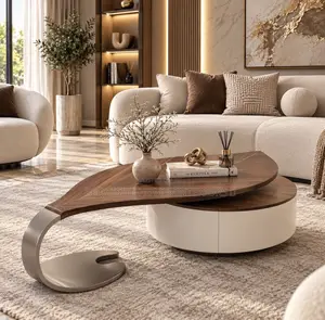 Luxury Center Table – Unique Wooden Silver Designer Coffee Table