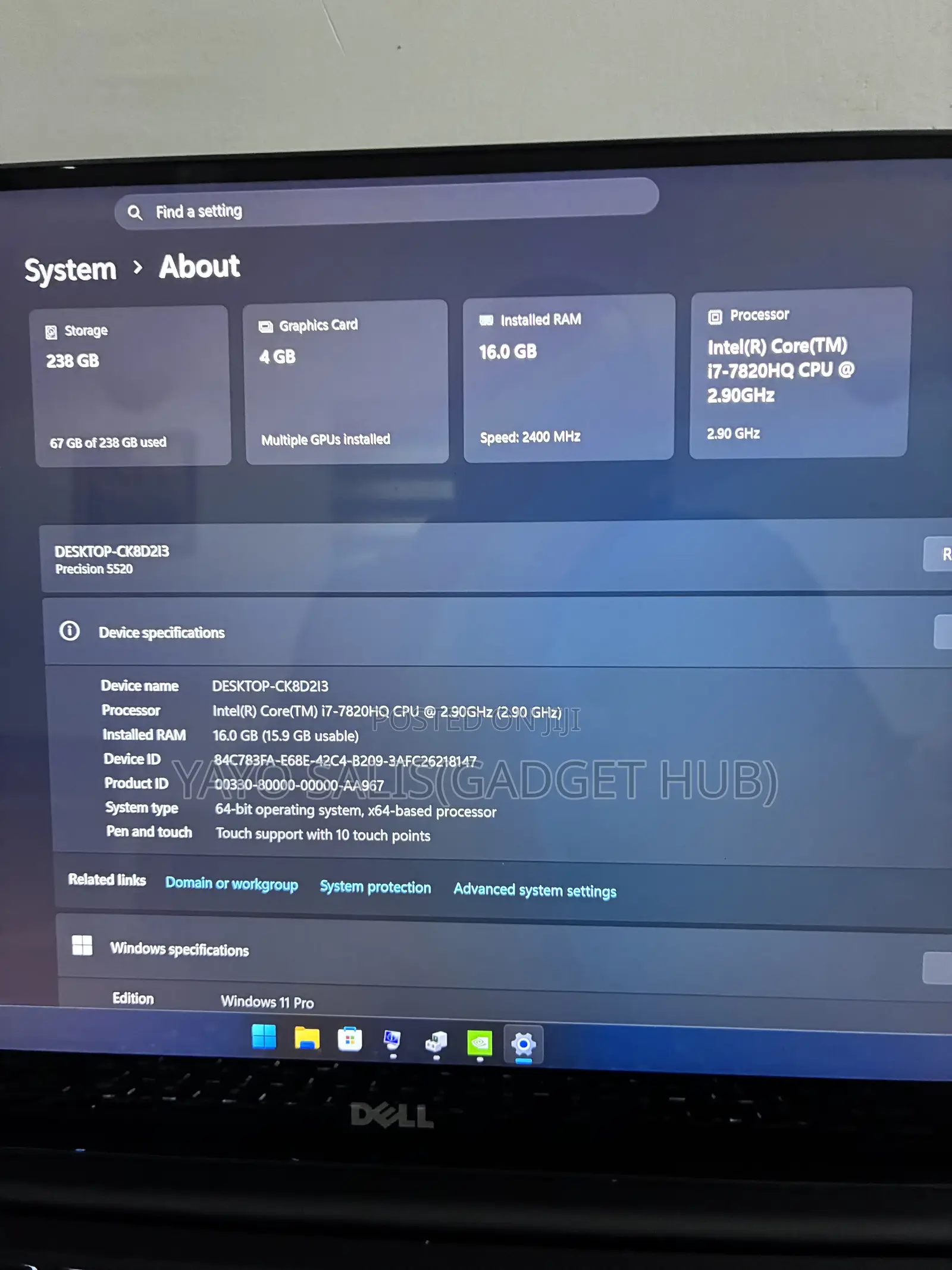 Laptop Dell Precision 5520 16GB Intel Core i7 SSD 256GB