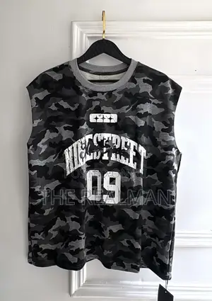 Men's Grey Camouflage Sleeveless Muscle Tee - Hill Street 09