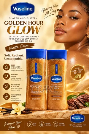 Vaseline Golden Hour Glow Shimmering Oil – Vanilla Cocoa (200ml)