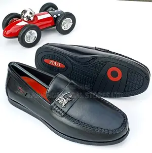 Polo Leather Horsebit Driving Loafers in Black