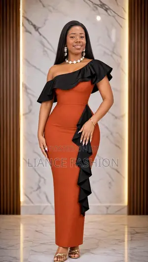 Orange Dress With a Touch of Black.