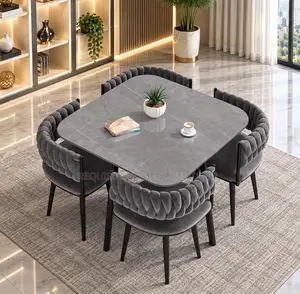 Luxury 4-Seater Dining Table Set – Modern Velvet Dining Chairs