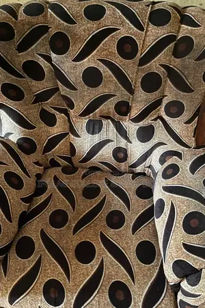 Wooden Armchair With Patterned Velvet Cushions, Fairly Used