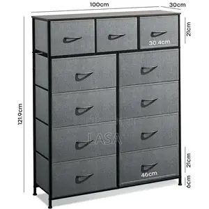 11-Tier Fabric Cabinet Dark Grey Heavy-Duty