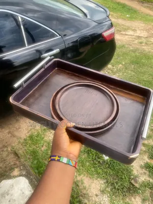 Dark Flat Wooden Plate