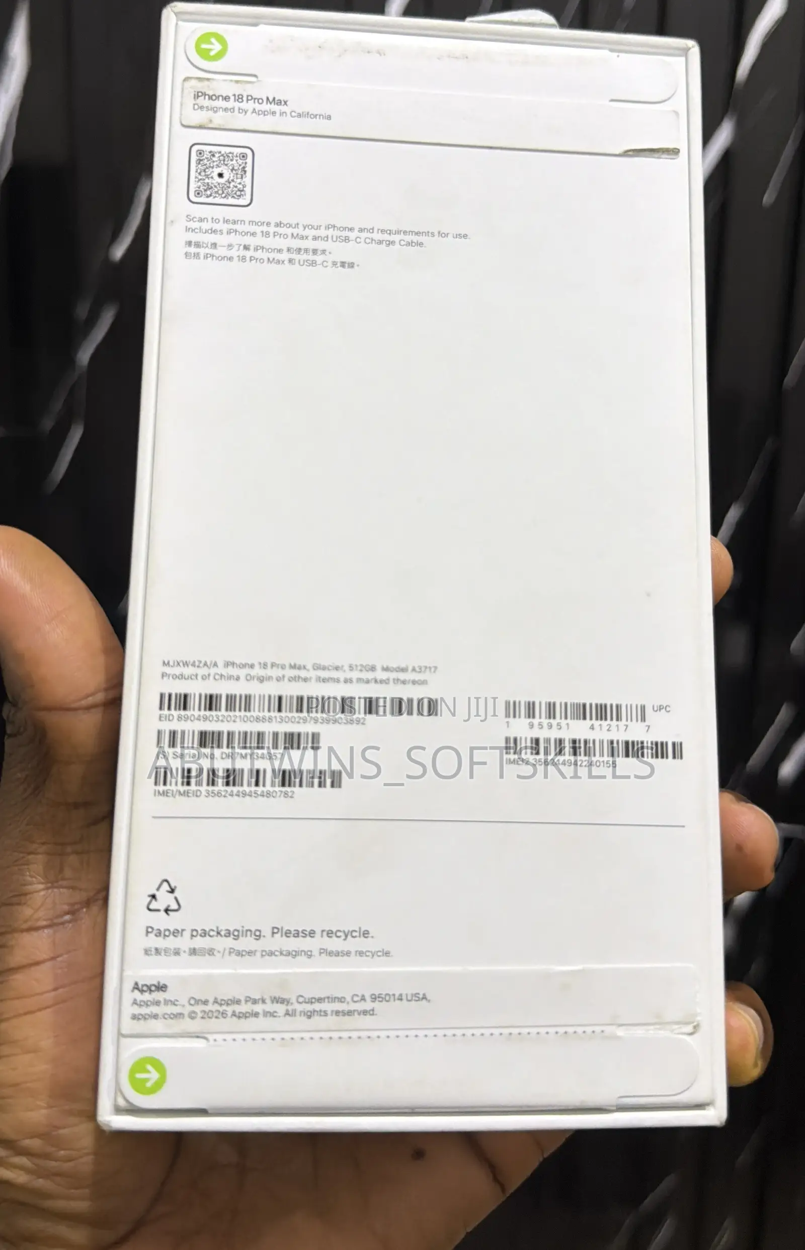 New Apple iPhone 18 Pro Max 512 GB Blue