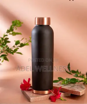 Pure Copper Water Bottle 1L - Handcrafted Indian Copper Flask