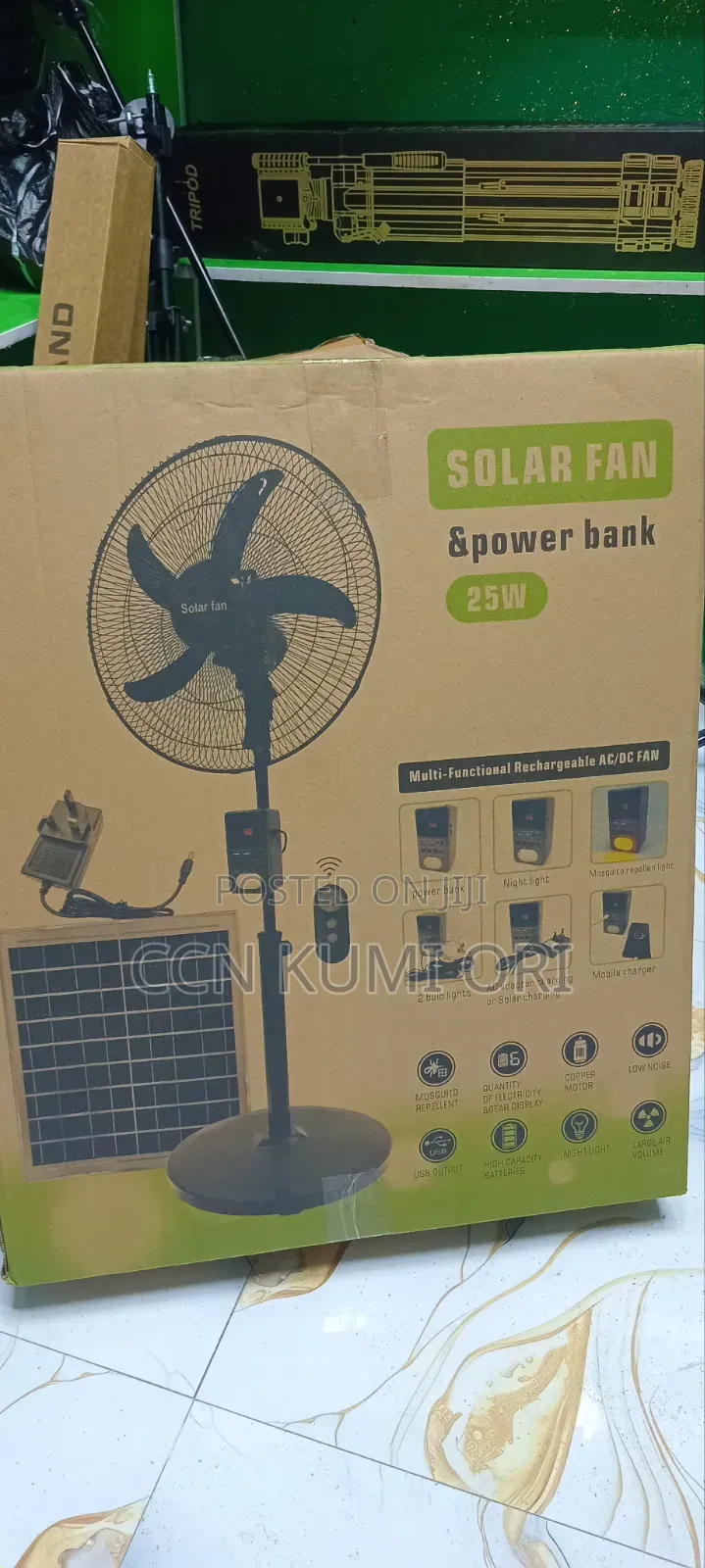 Solar Rechargeable Fan With Power Bank . Bulbs and Panel.