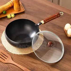 Premium Carbon Steel Wok / Sauce Pan With Glass Lid