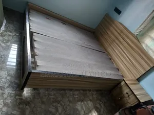 Semi New Mouka Matress Size 6 X 6.5, Bed Frame Wit Side Stool From HDF