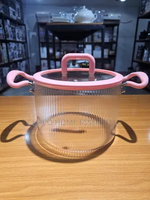 4.5L Borosilicate Glass Cooking Pot With Pink Silicone Handles