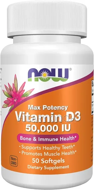 NOW Supplements, Vitamin D3 50,000 IU Softgels, 50 Softgels