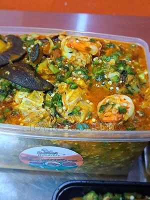 2.4L Seafood Okro in Bowls