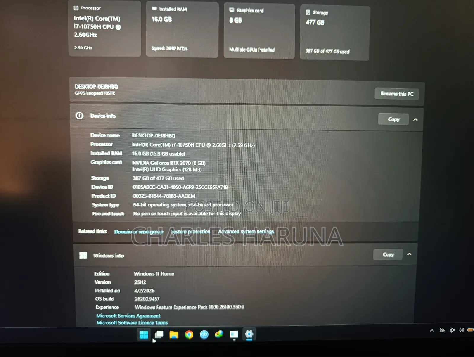 Laptop MSI GP75 Leopard 16GB Intel Core i7 SSD 500GB