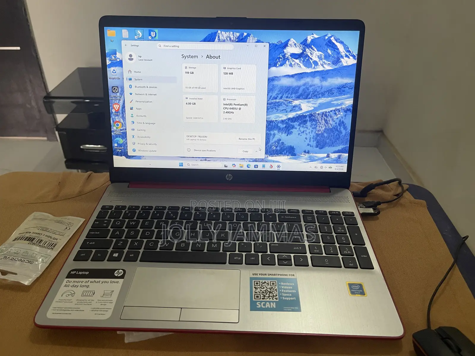 Laptop HP 15-dw3031 4GB Intel Pentium SSD 128GB
