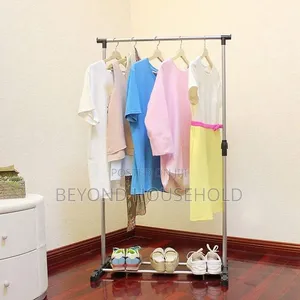 Adjustable Single Pole Clothes Hanger – Drying Rack With Shoe Rack