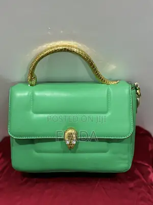 Statement Lime Green Luxury Handbag With Gold Snake Top Handle
