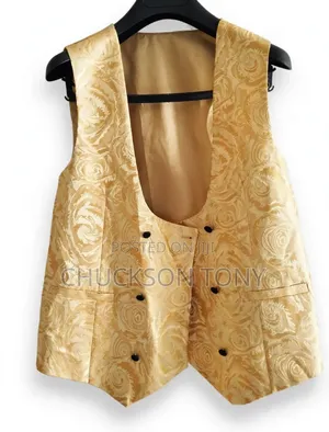 > Gold Tuxedo Jacket + Waistcoat Size 50 - Groom Suit - Clean Tokunb