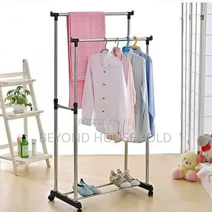 Adjustable Double Pole Clothes Hanger Stand – Garment Drying Rack